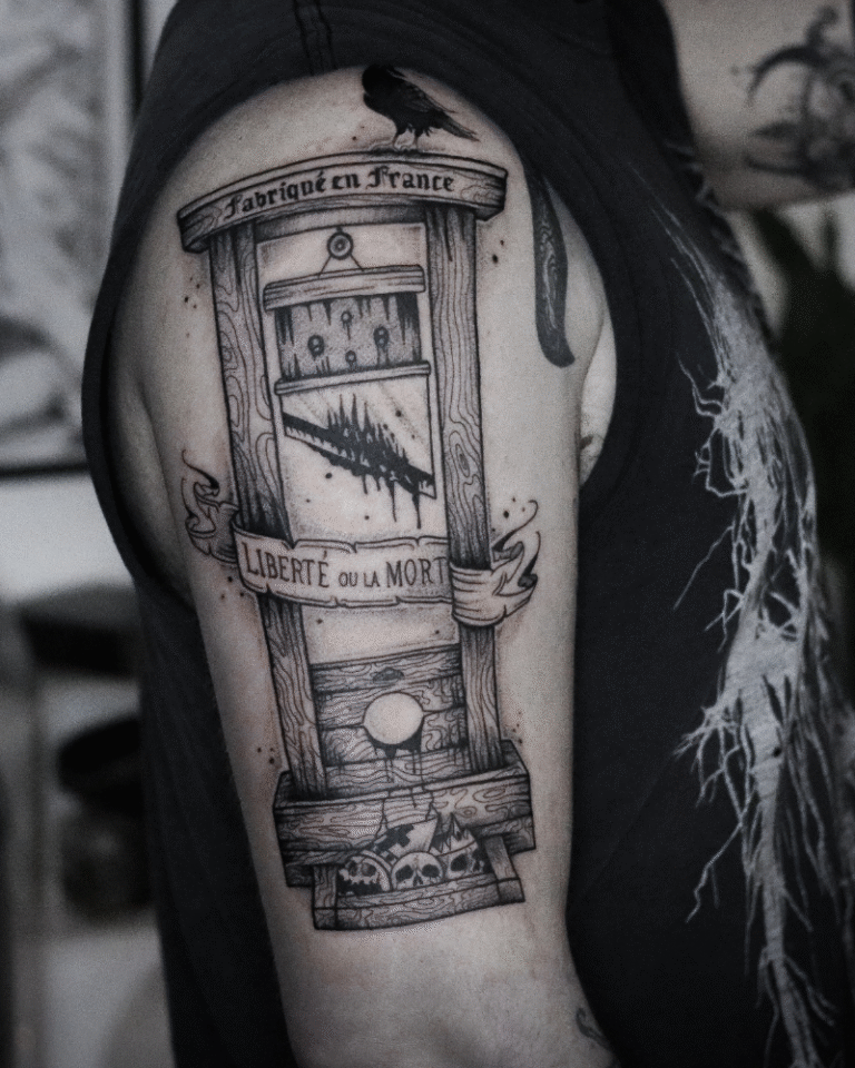 Tatouage : Guillotine – France, liberté ou la mort