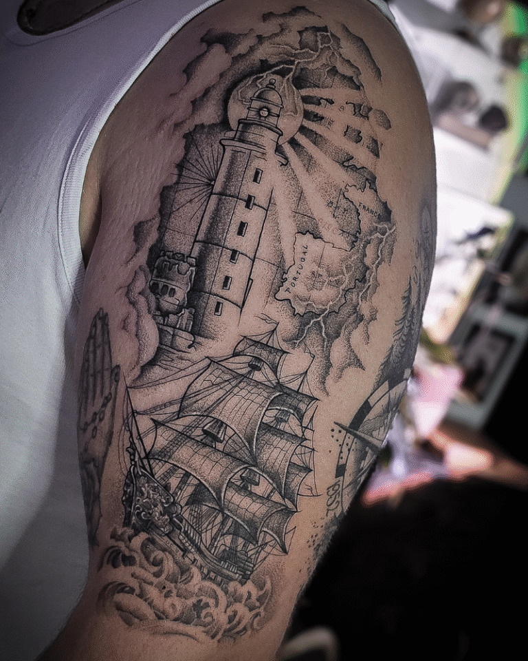 Tatouage Portugal phare