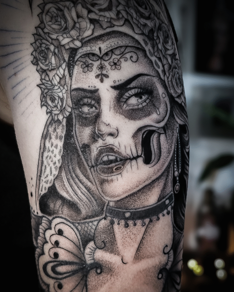 Tatouage Día de Muertos Mexicain